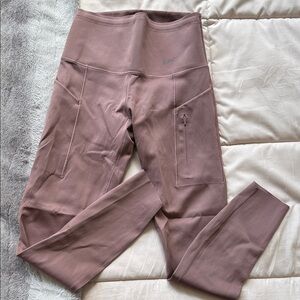 Nike-Go Dusty Rose High-Waisted Leggings with a waist draw